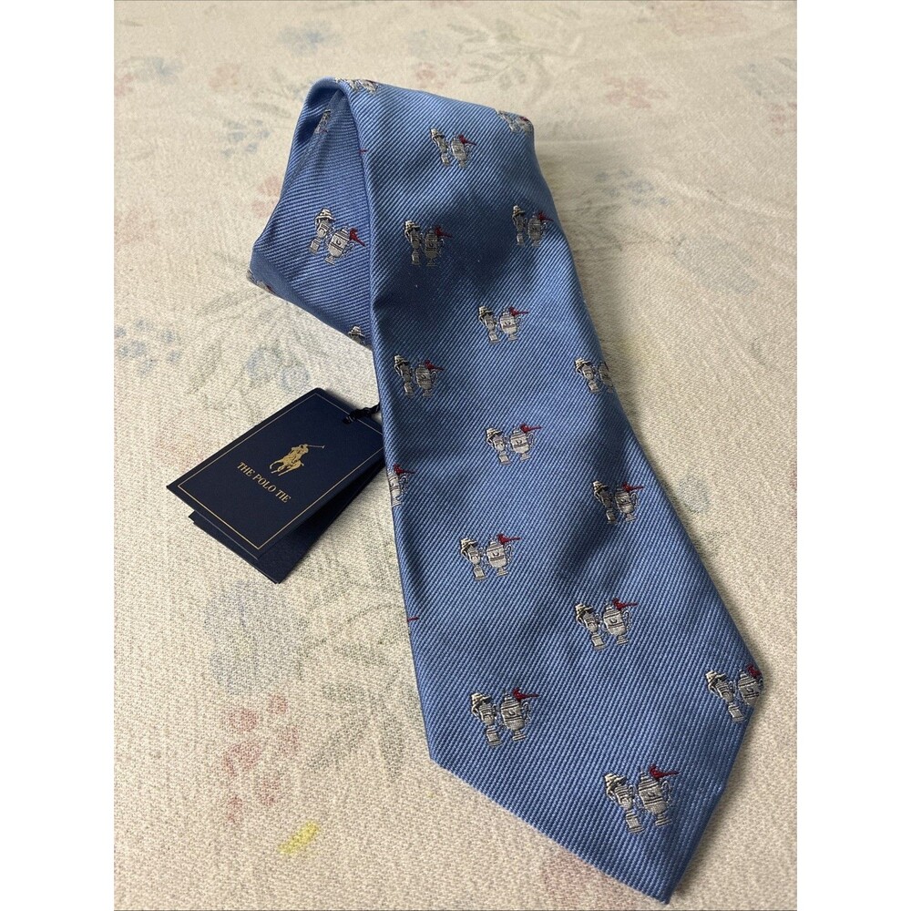 Polo By Ralph Lauren Tie NWT  Blue Trophies Cardinal Made In Italy